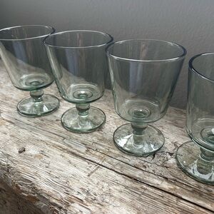 Elegant Green Glass Goblet Set